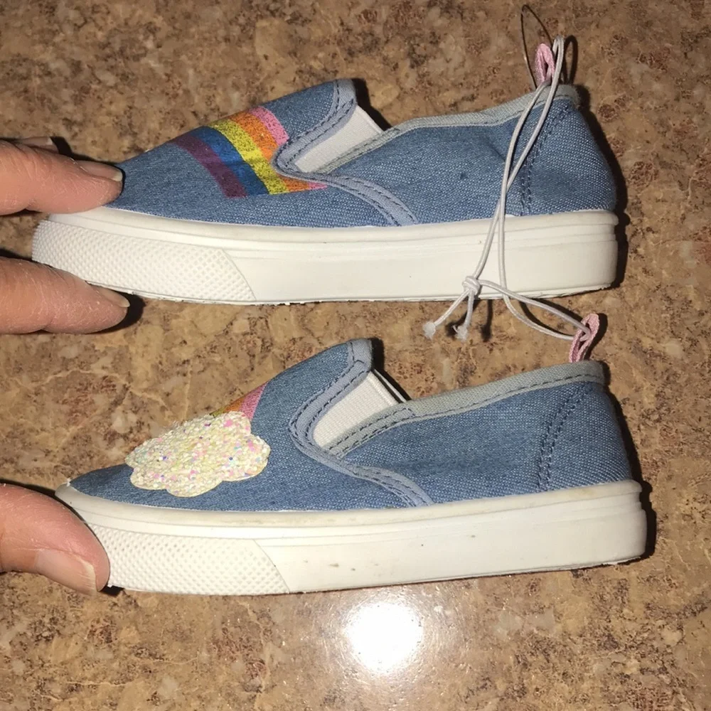 NWOT Girl’s Rainbow Canvas Slip-Ons